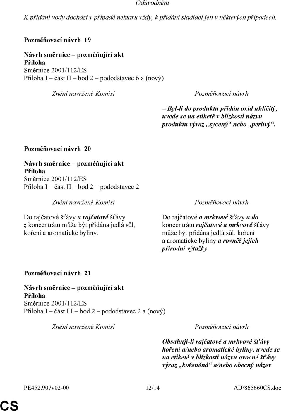 20 I část II bod 2 pododstavec 2 Do rajčatové šťávy a rajčatové šťávy z koncentrátu může být přidána jedlá sůl, koření a aromatické byliny.