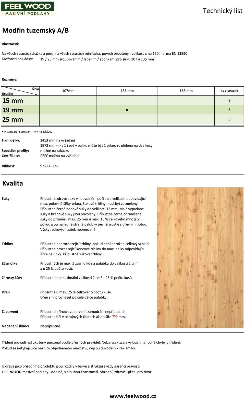 5 zásmolků na palubku do velikosti 2 cm² a u 25 % počtu kusů.