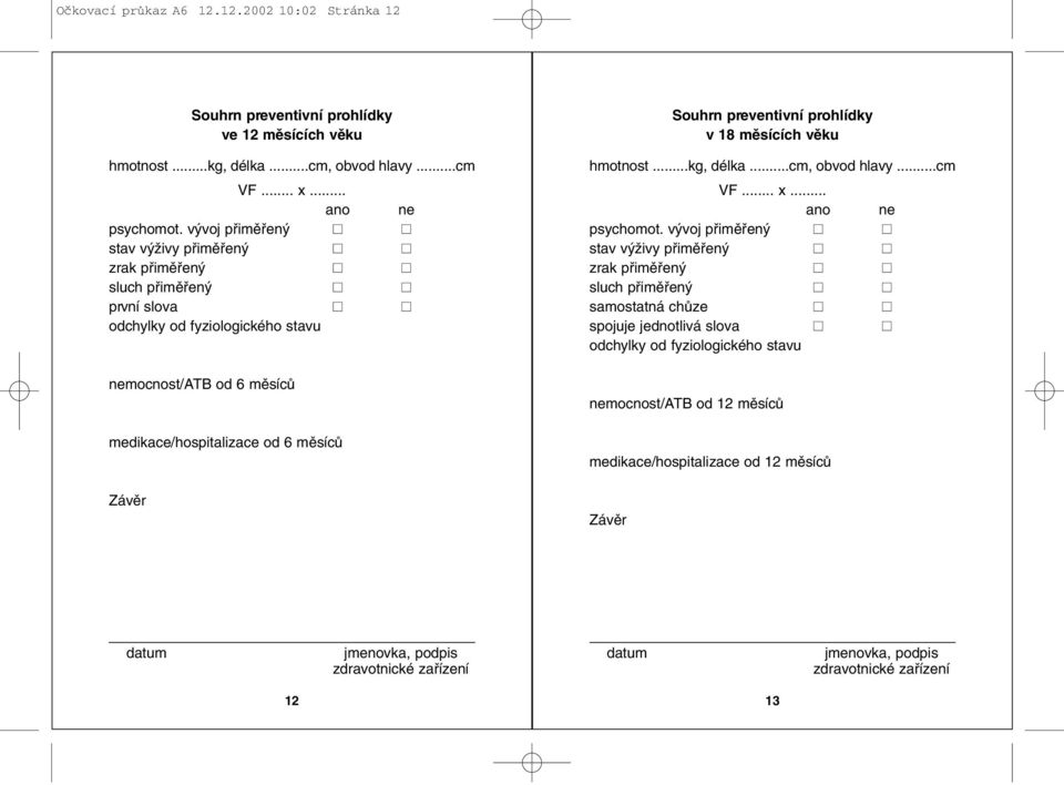 .. první slova nemocnost/atb od 6 mûsícû medikace/hospitalizace od 6 mûsícû v 18 mûsících vûku