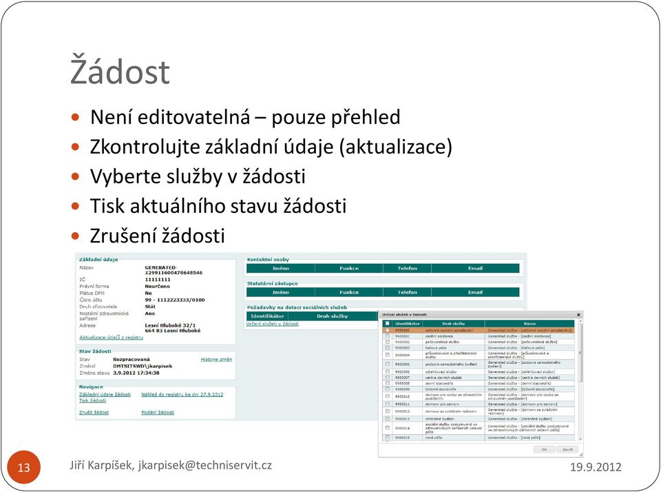 (aktualizace) Vyberte služby v žádosti