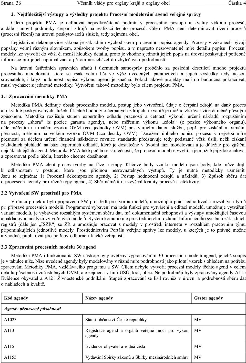 stanovit podmínky čerpání zdrojů na realizaci těchto procesů. Cílem PMA není determinovat řízení procesů (procesní řízení) na úrovni poskytovatelů služeb, tedy zejména obcí.