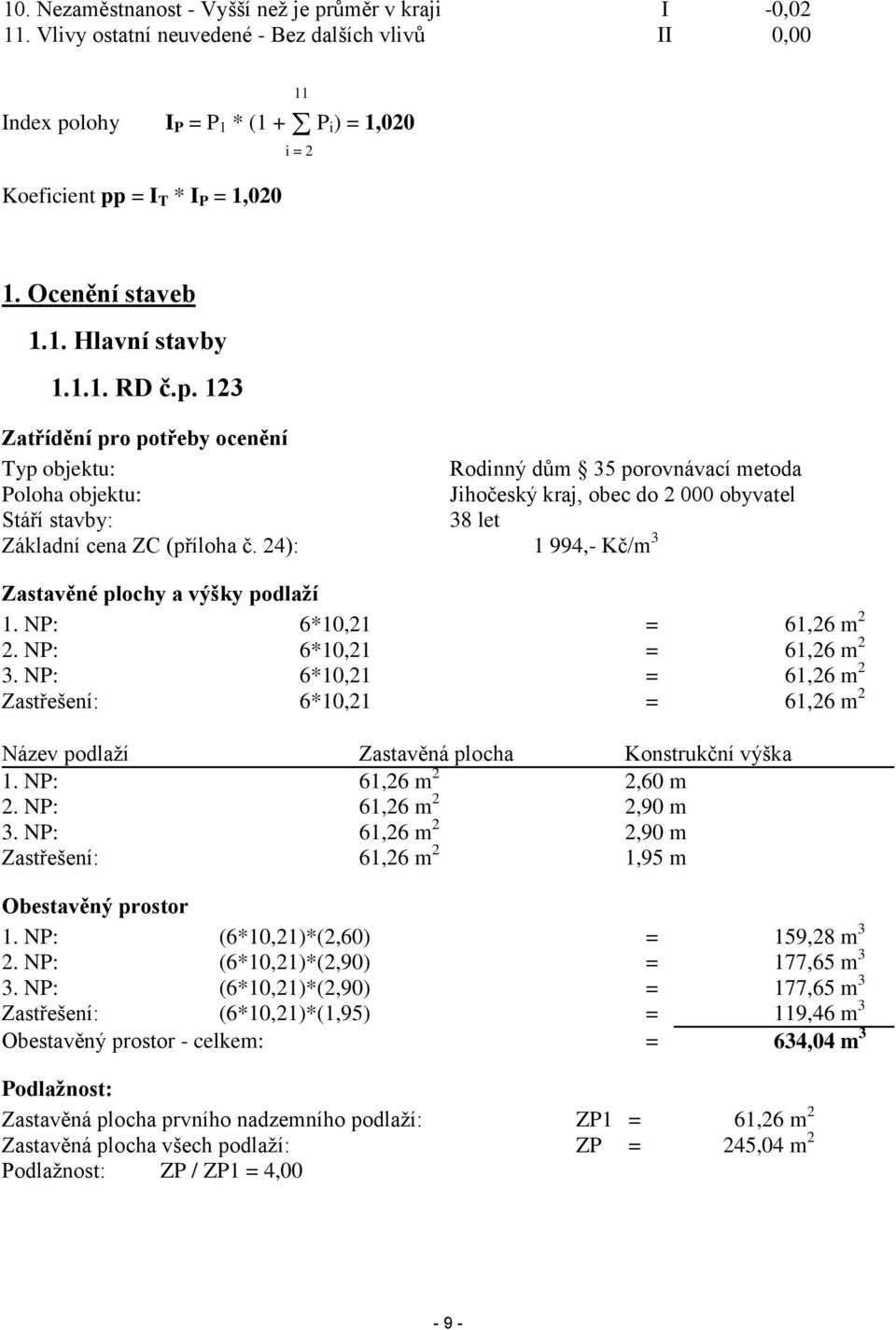 lohy I P = P 1 * (1 + P i) = 1,020 Koeficient pp