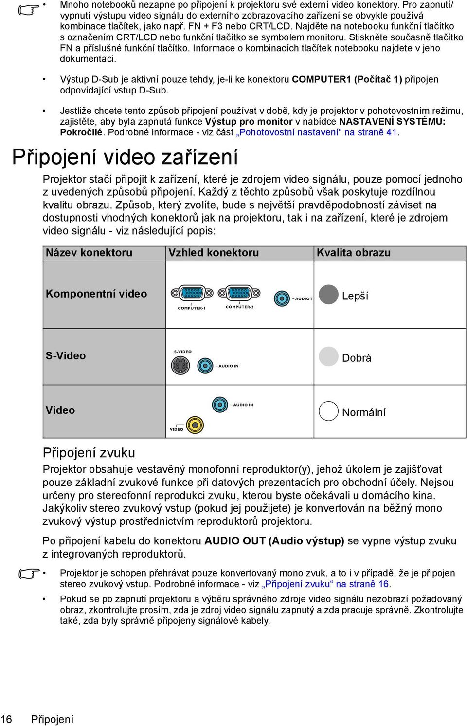 Najděte na notebooku funkční tlačítko s označením CRT/LCD nebo funkční tlačítko se symbolem monitoru. Stiskněte současně tlačítko FN a příslušné funkční tlačítko.