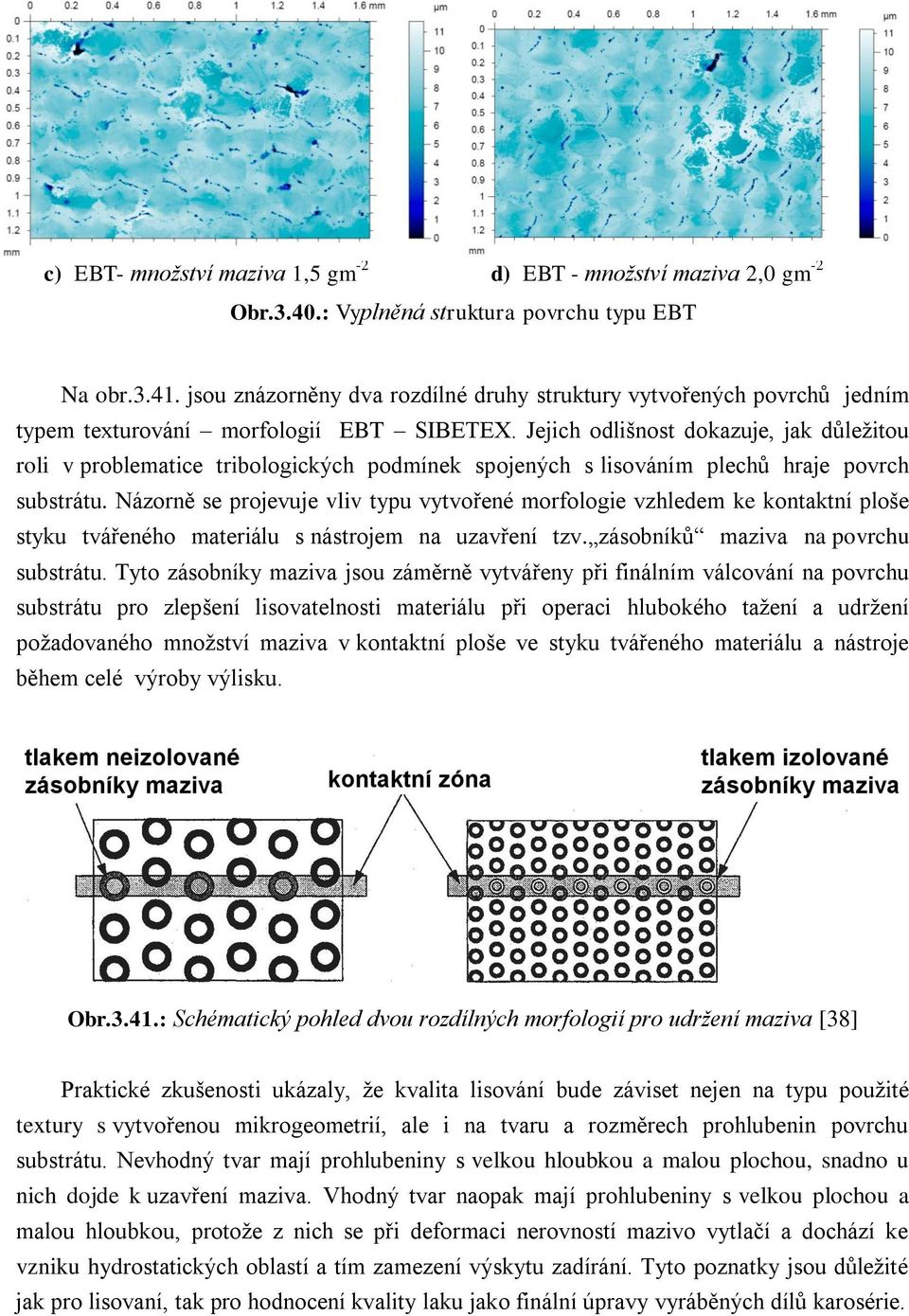 Jejich odlišnost dokazuje, jak důležitou roli v problematice tribologických podmínek spojených s lisováním plechů hraje povrch substrátu.