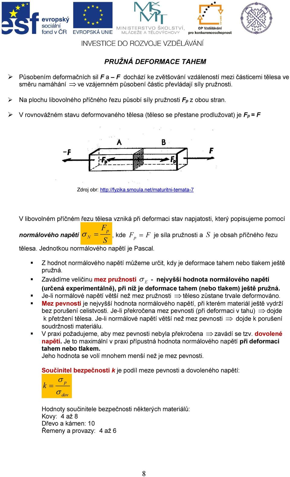 net/maturitni-temata-7 V libovolném příčném řezu tělesa vzniká při deformaci stav napjatosti, který popisujeme pomocí = F p N normálového napětí σ, kde S F p tělesa.