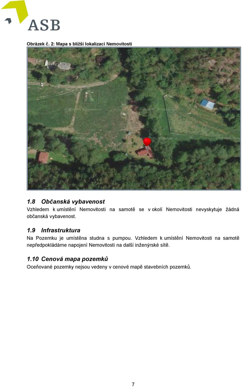 občanská vybavenost. 1.9 Infrastruktura Na Pozemku je umístěna studna s pumpou.