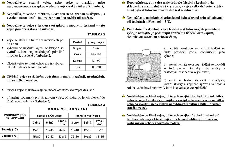 vejce se sbírají z hnízda v intervalech po 3 4 hod.