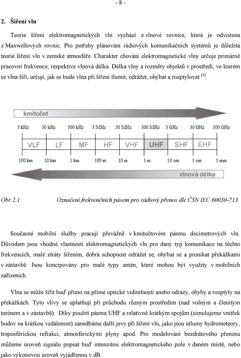 Charakter chování elektromagnetické vlny určuje primárně pracovní frekvence, respektive vlnová délka.