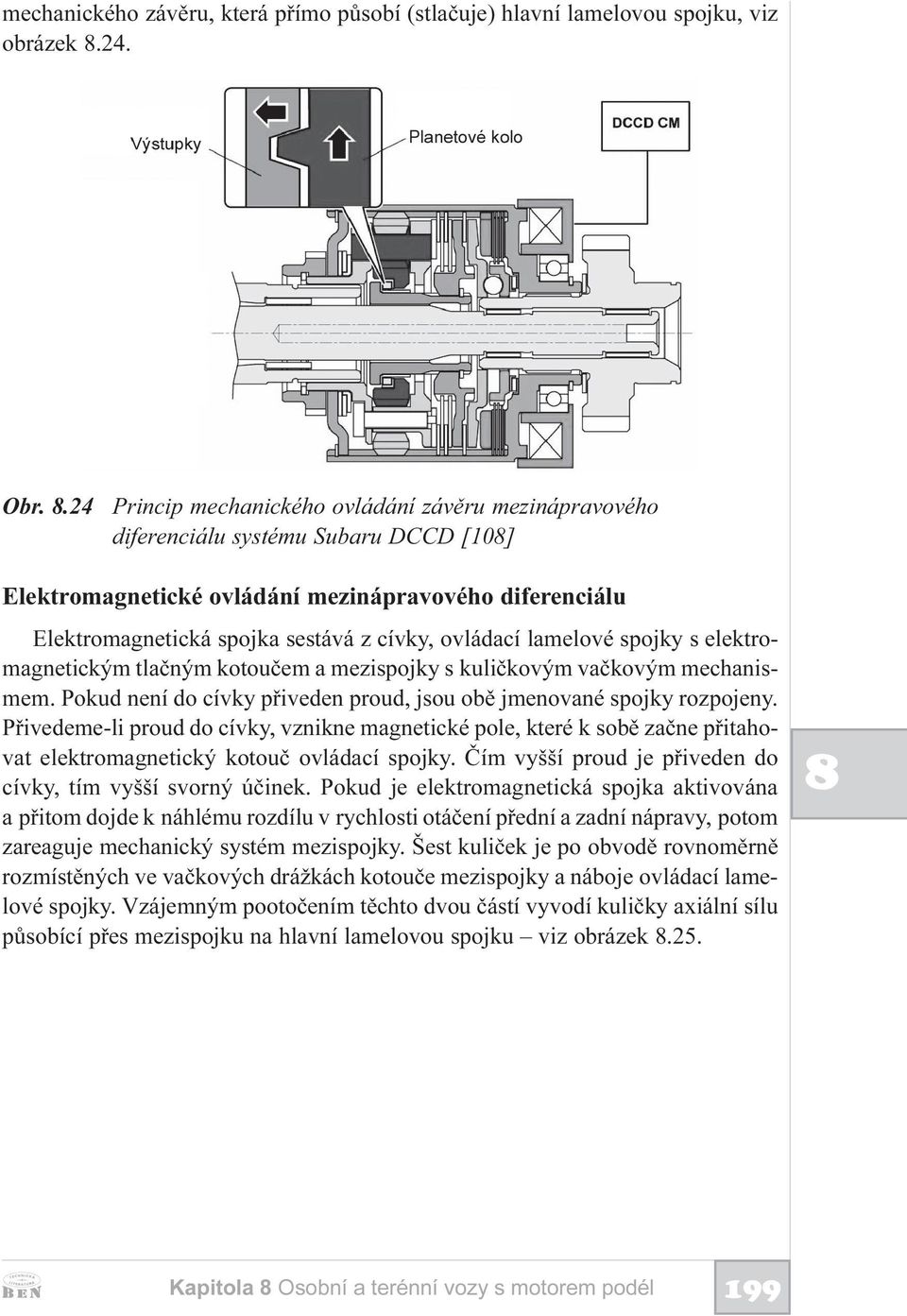 ovládací lamelové spojky s elektromagnetickým tlaèným kotouèem a mezispojky s kulièkovým vaèkovým mechanismem. Pokud není do cívky pøiveden proud, jsou obì jmenované spojky rozpojeny.