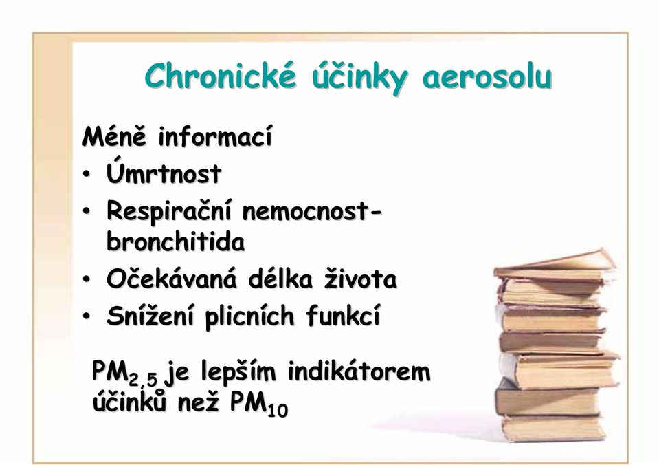 Očekávaná délka života Snížení plicních