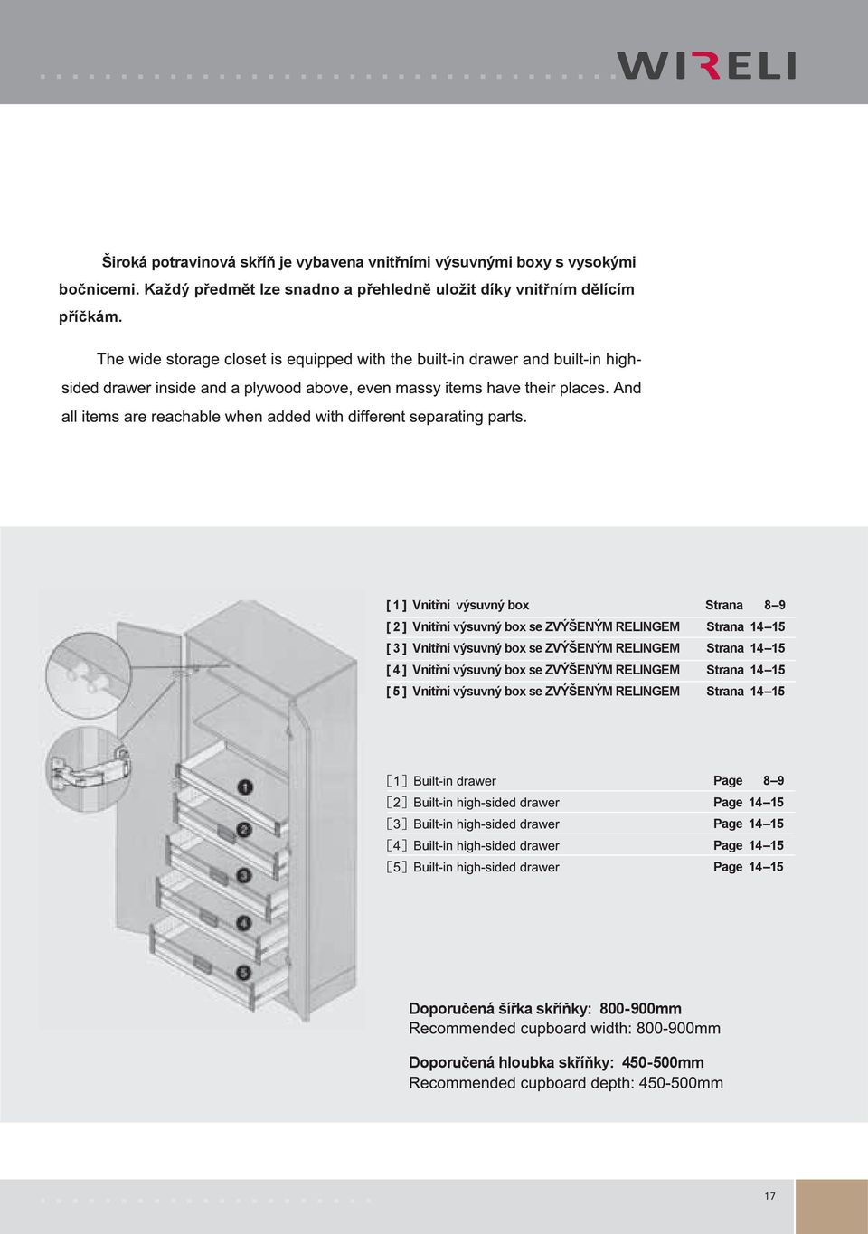 [ 1 ] Vnitřní výsuvný box Strana 8 9 [ 2 ] Vnitřní výsuvný box se ZVÝŠENÝM RELINGEM Strana 14 15 [ 3 ] Vnitřní výsuvný box se ZVÝŠENÝM