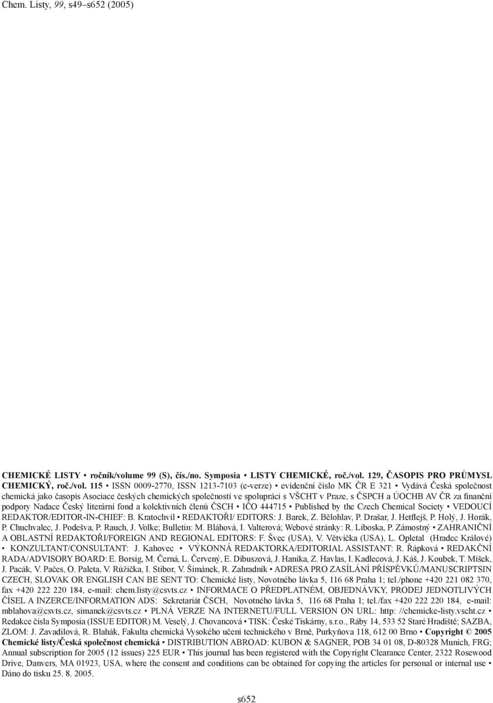 129, ČASOPIS PRO PRŮMYSL CHEMICKÝ, roč./vol.