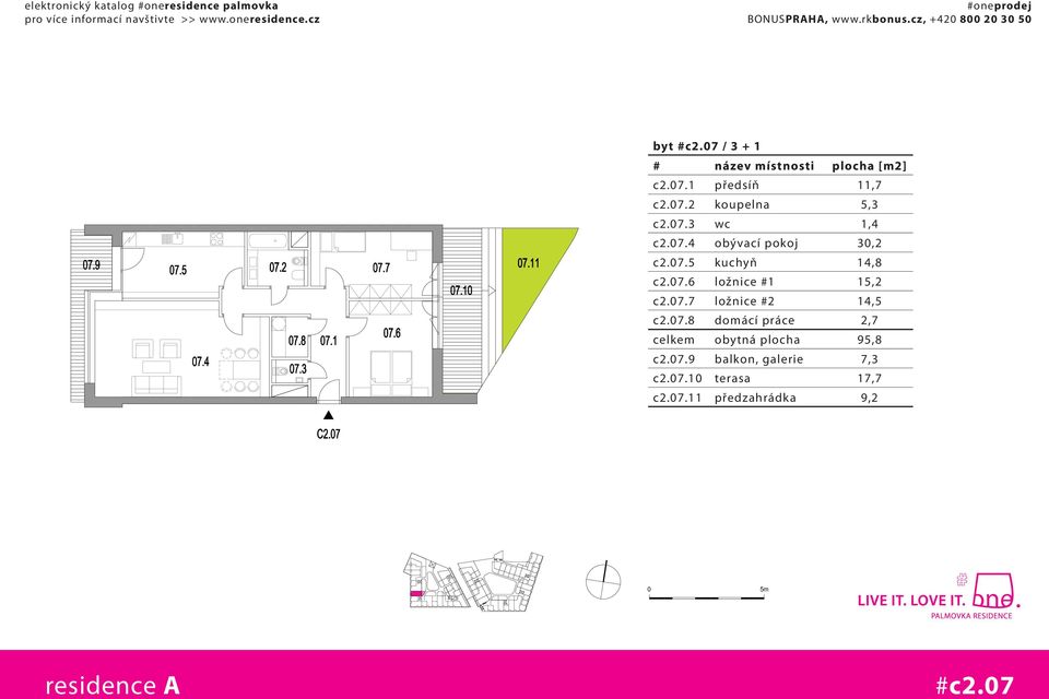 07.8 domácí práce 2,7 celkem obytná plocha 95,8 c2.07.9 balkon, galerie 7,3 c2.