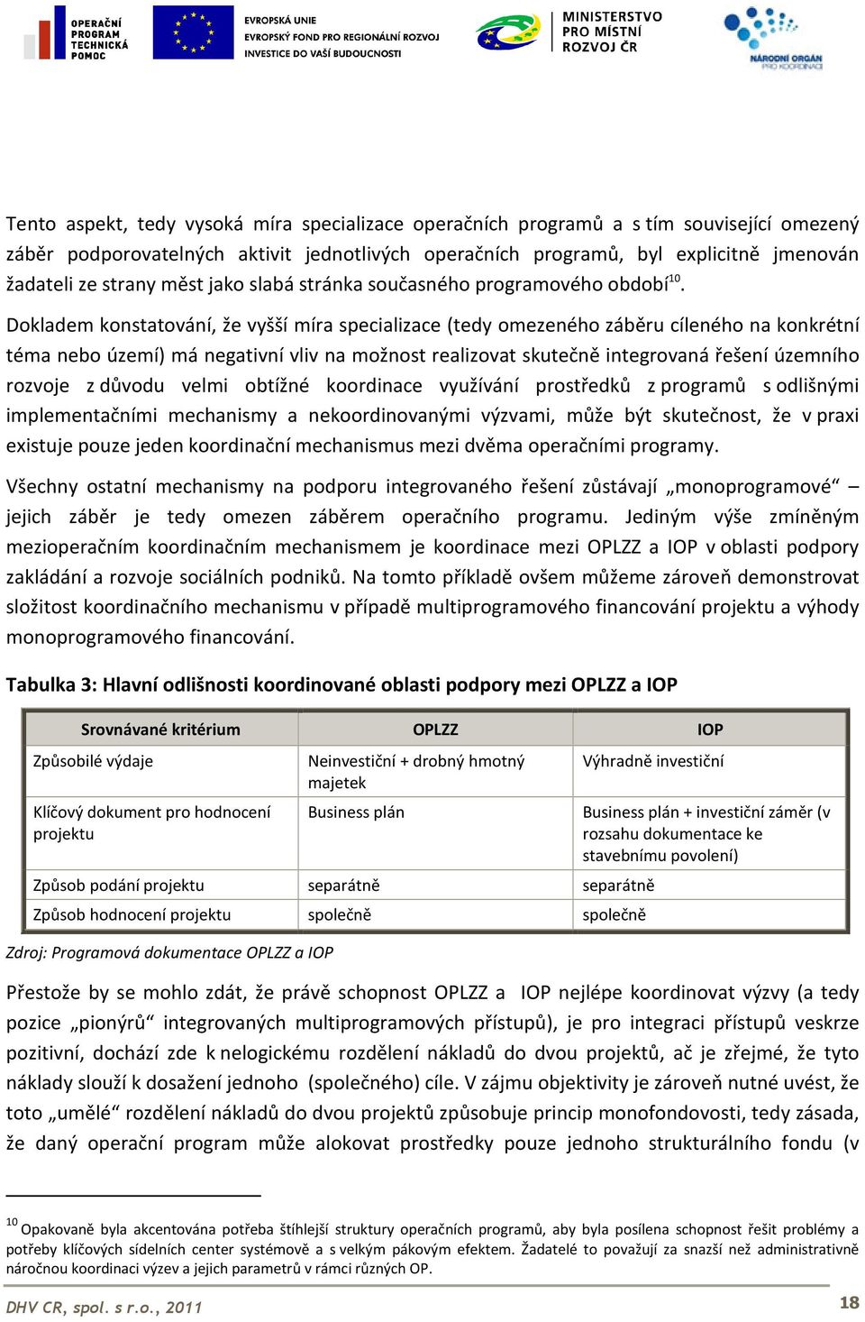 Dokladem konstatování, že vyšší míra specializace (tedy omezeného záběru cíleného na konkrétní téma nebo území) má negativní vliv na možnost realizovat skutečně integrovaná řešení územního rozvoje z