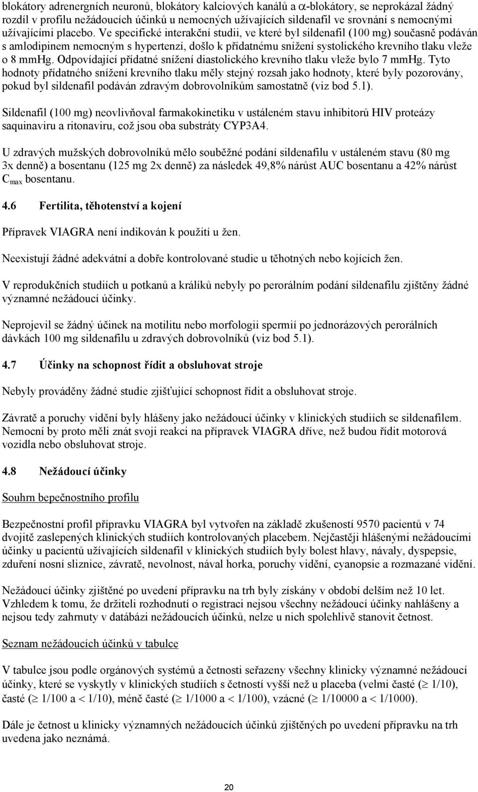 Ve specifické interakční studii, ve které byl sildenafil (100 mg) současně podáván s amlodipinem nemocným s hypertenzí, došlo k přídatnému snížení systolického krevního tlaku vleže o 8 mmhg.