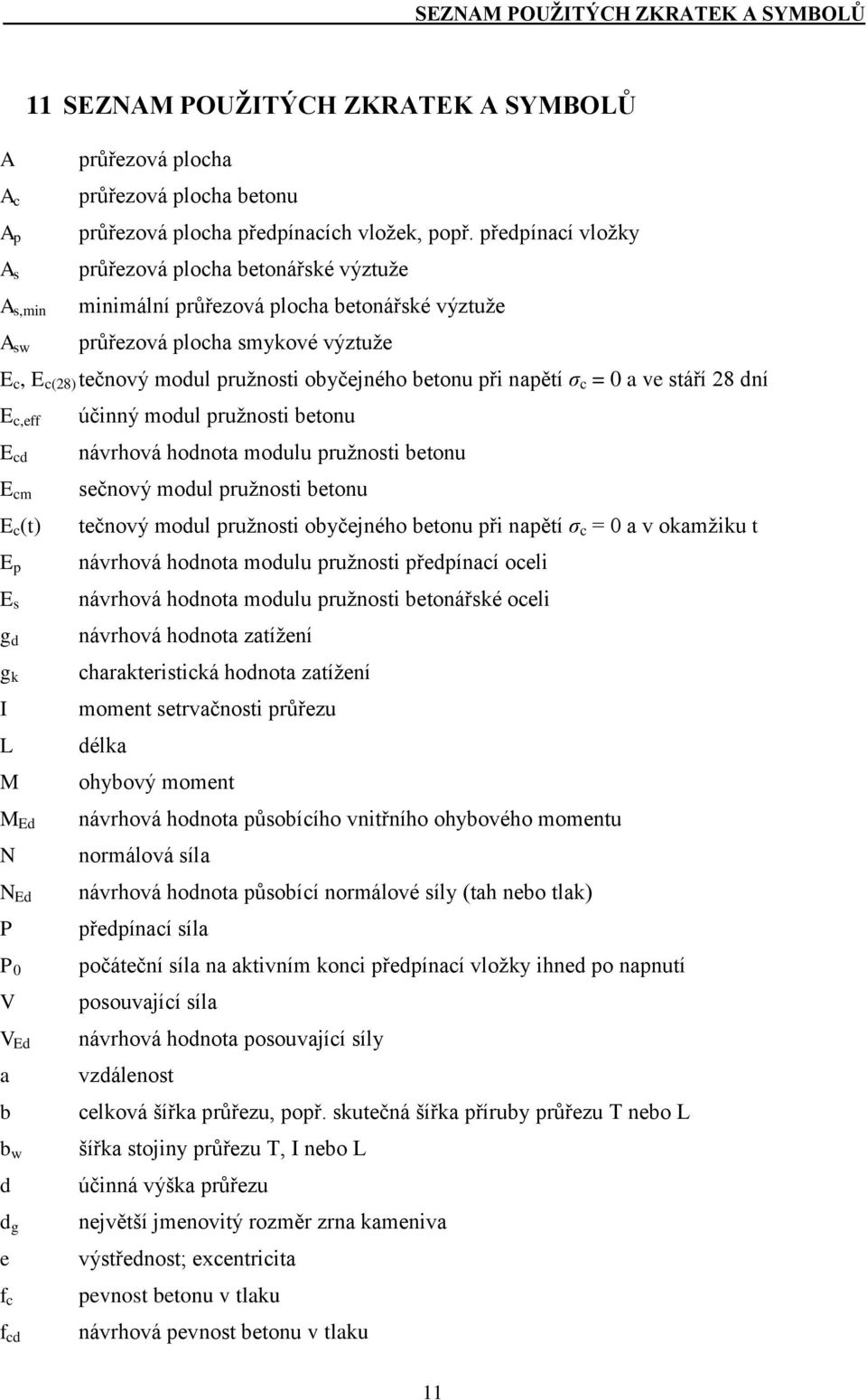 σ c = 0 a ve stáří 28 dní E c,eff E cd E cm E c (t) E p E s g d g k I L M M Ed N N Ed P P 0 V V Ed a b b w d d g e f c f cd účinný modul pružnosti betonu návrhová hodnota modulu pružnosti betonu