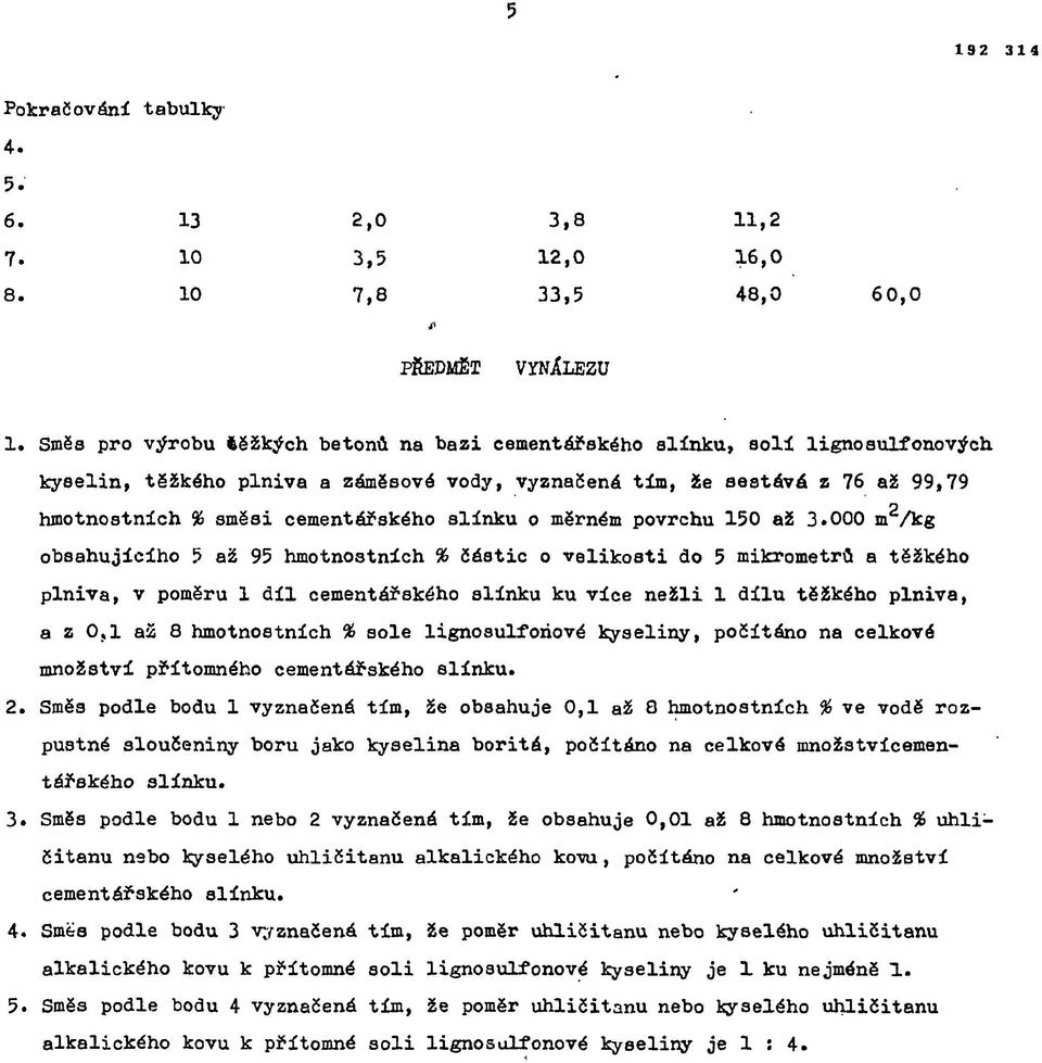 cementářského slinku o měrném povrchu 150 až 3.