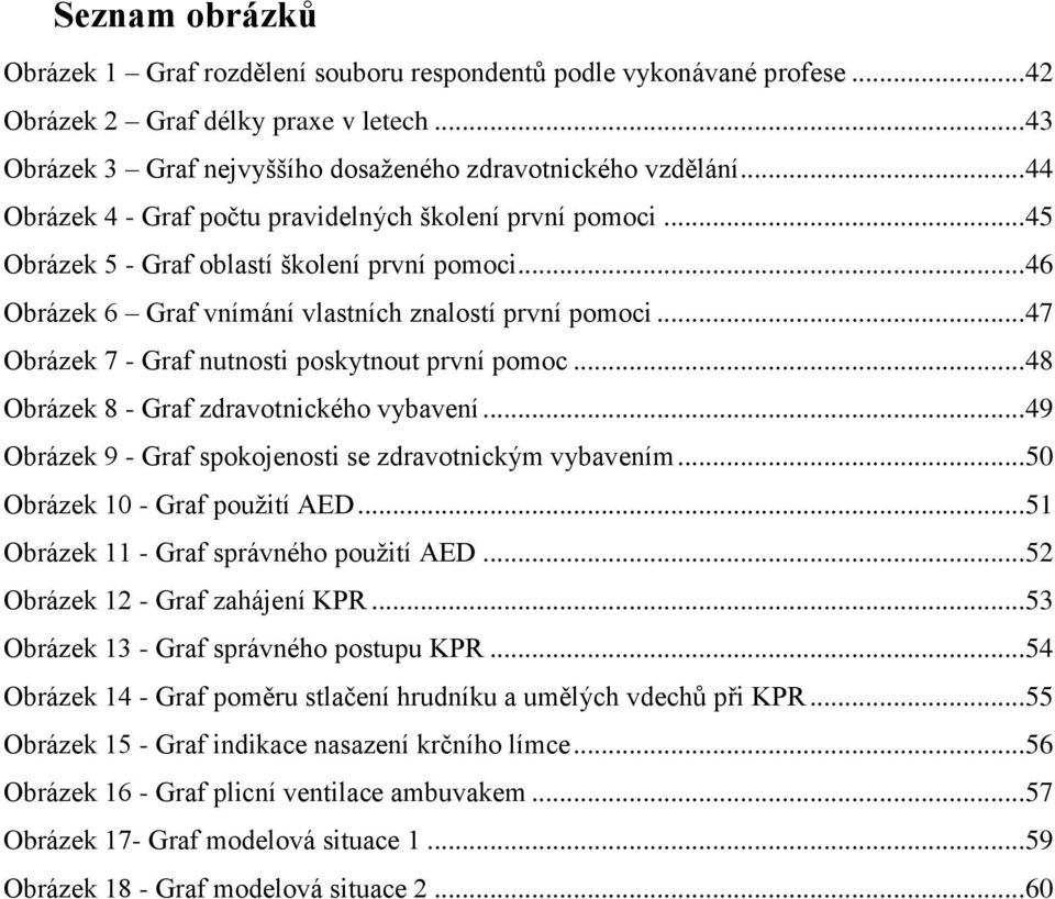 .. 47 Obrázek 7 - Graf nutnosti poskytnout první pomoc... 48 Obrázek 8 - Graf zdravotnického vybavení... 49 Obrázek 9 - Graf spokojenosti se zdravotnickým vybavením... 50 Obrázek 10 - Graf použití AED.