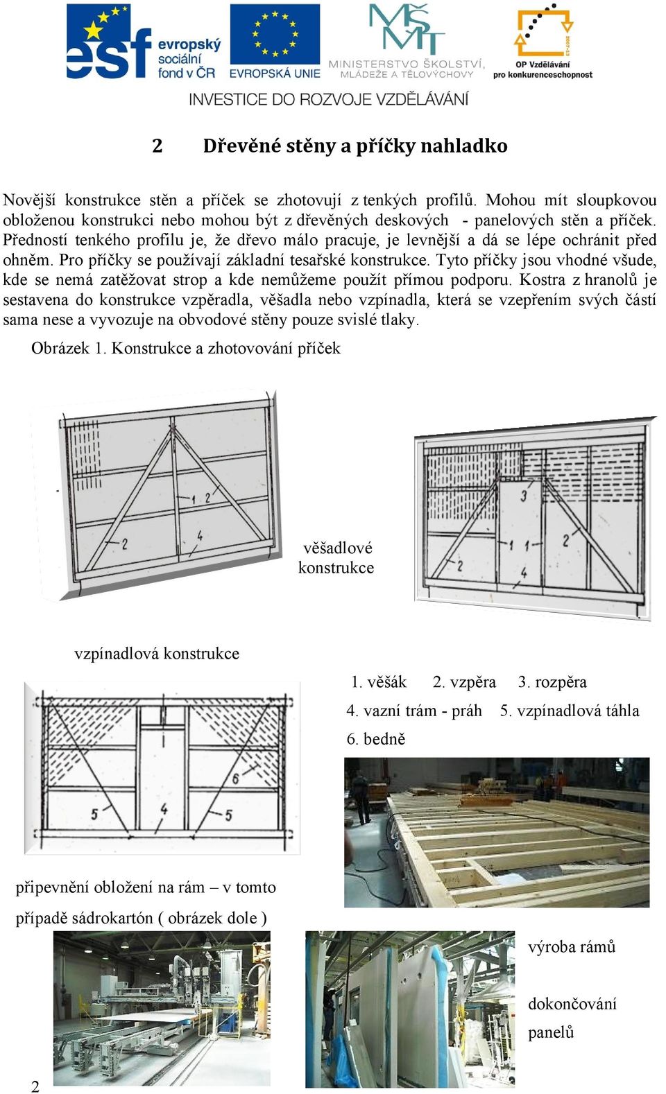 Předností tenkého profilu je, že dřevo málo pracuje, je levnější a dá se lépe ochránit před ohněm. Pro příčky se používají základní tesařské konstrukce.