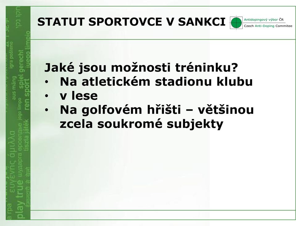 Na atletickém stadionu klubu v lese