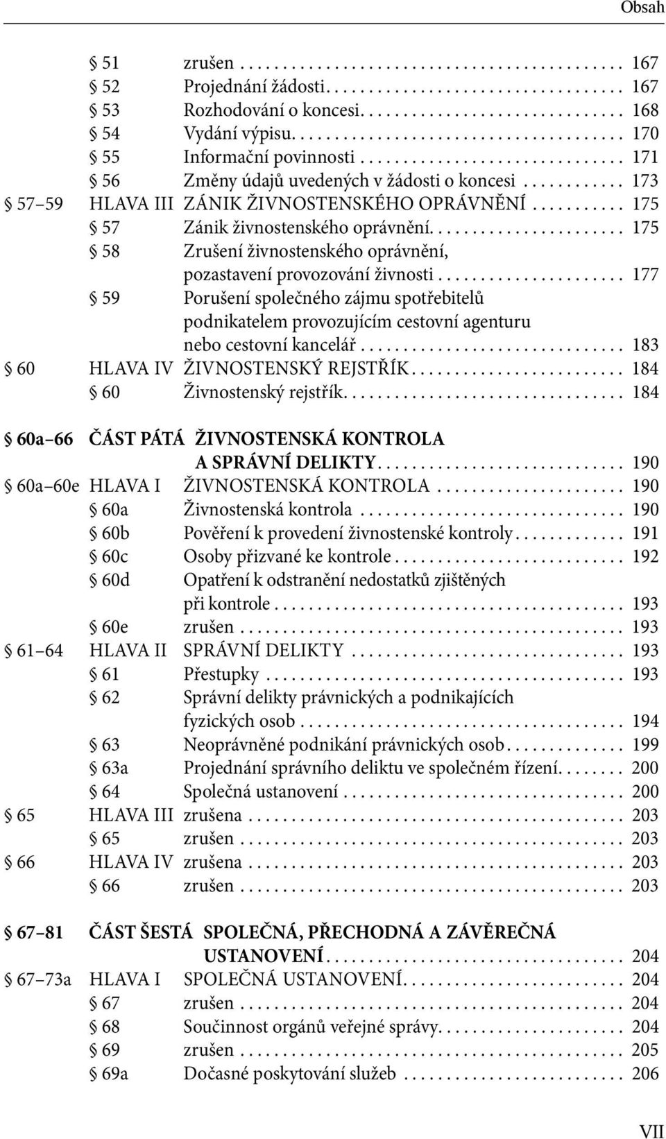 .......... 175 57 Zánik živnostenského oprávnění....................... 175 58 Zrušení živnostenského oprávnění, pozastavení provozování živnosti.