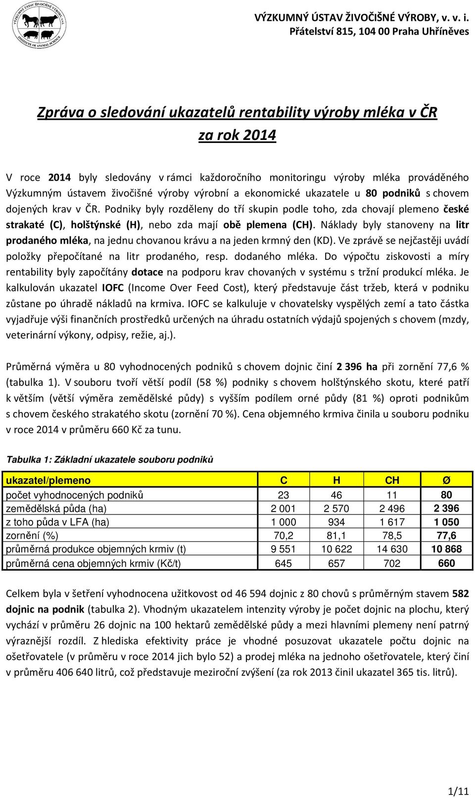 Podniky byly rozděleny do tří skupin podle toho, zda chovají plemeno české strakaté (C), holštýnské (H), nebo zda mají obě plemena (CH).