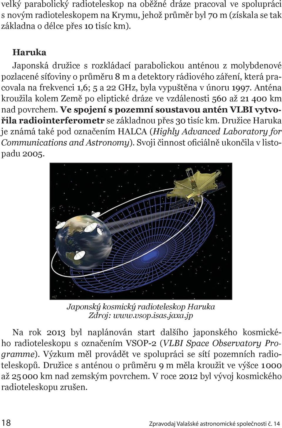 únoru 1997. Anténa kroužila kolem Země po eliptické dráze ve vzdálenosti 560 až 21 400 km nad povrchem.