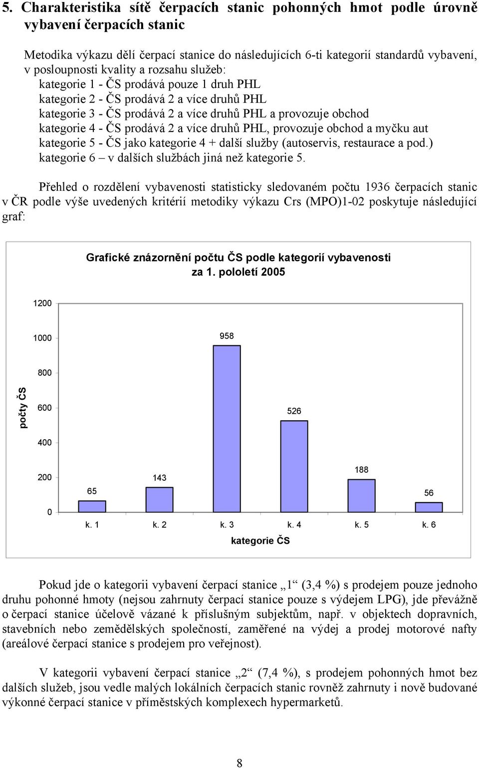 2 a více druhů PHL, provozuje obchod a myčku aut kategorie 5 - ČS jako kategorie 4 + další služby (autoservis, restaurace a pod.) kategorie 6 v dalších službách jiná než kategorie 5.