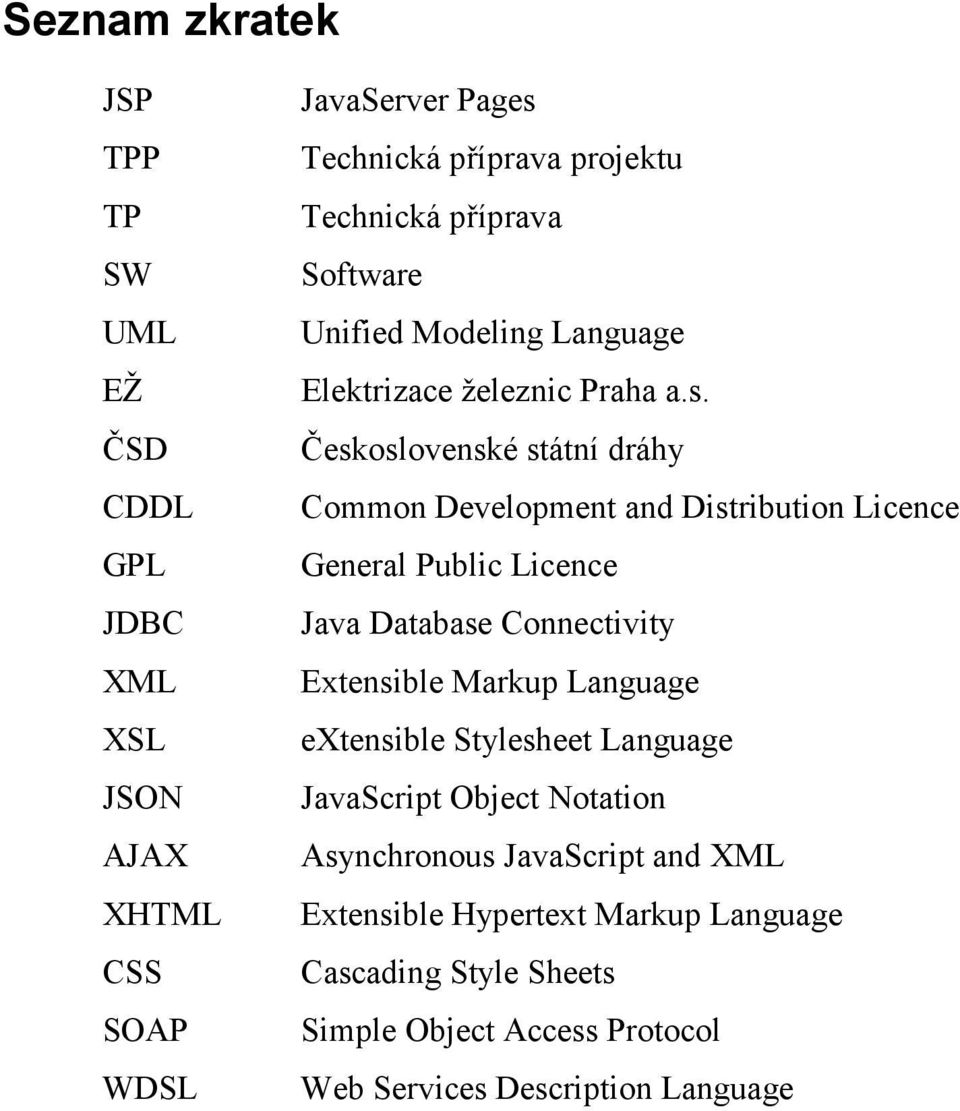 Československé státní dráhy Common Development and Distribution Licence General Public Licence Java Database Connectivity Extensible Markup