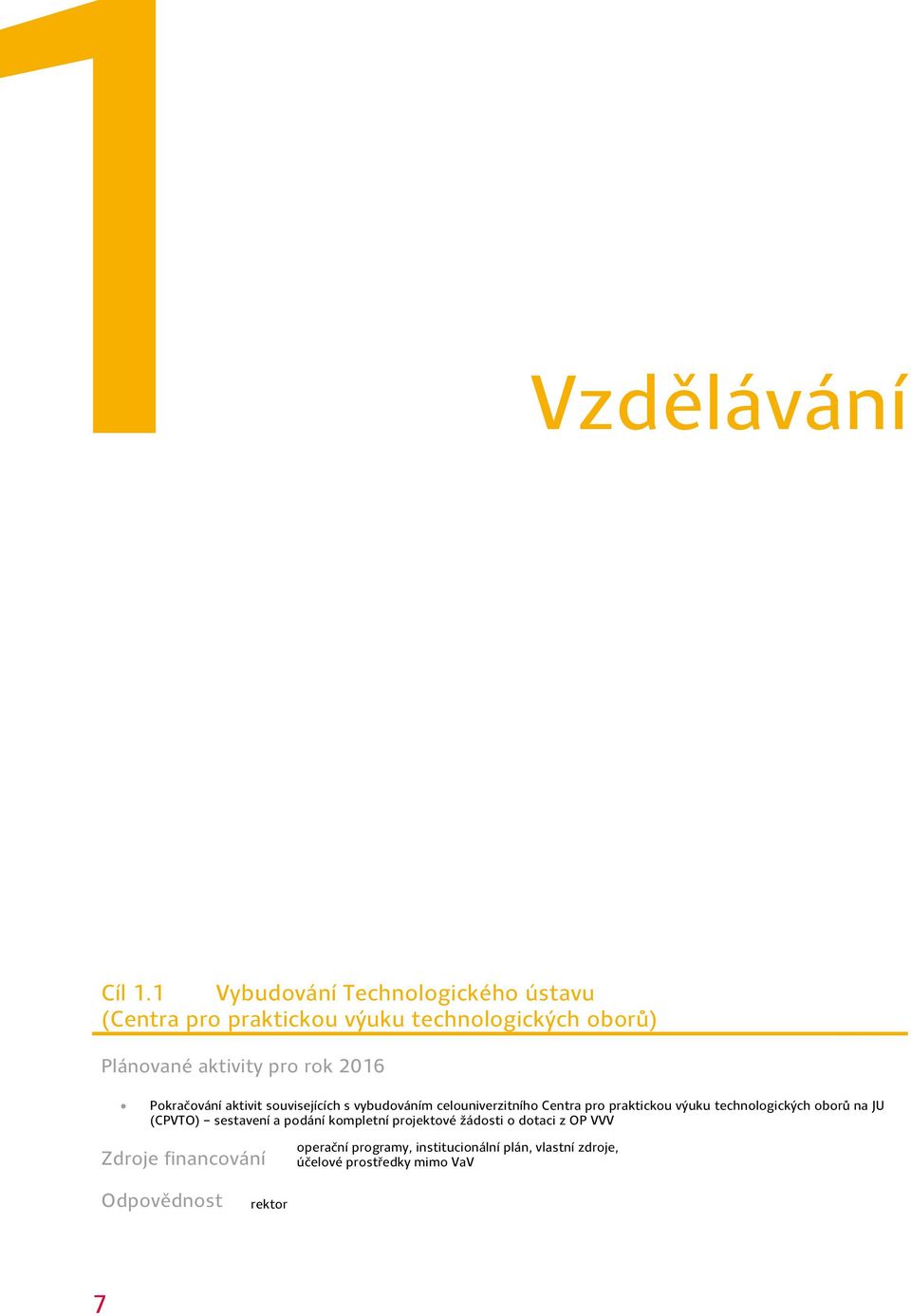 Pokračování aktivit souvisejících s vybudováním celouniverzitního Centra pro praktickou výuku