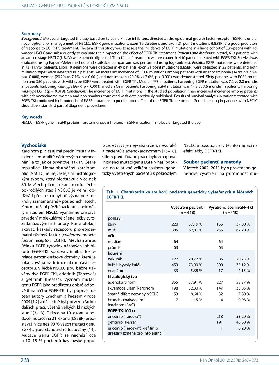 The aim of this study was to assess the incidence of EGFR mutations in a large cohort of Europeans with advanced NSCLC and subsequently to evaluate their impact on the effect of EGFR-TKI treatment.