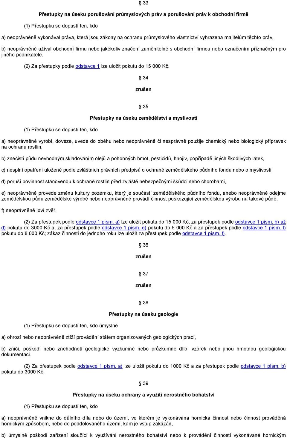 (2) Za přestupky podle odstavce 1 lze uložit pokutu do 15 000 Kč.