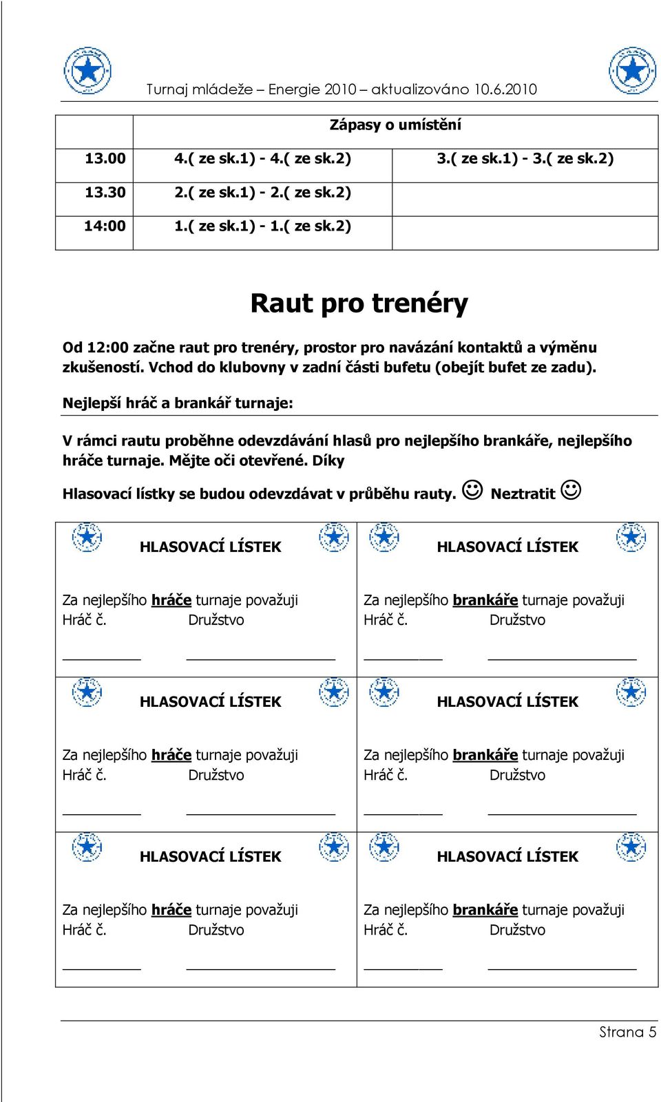 Mějte oči otevřené. Díky Hlasovací lístky se budou odevzdávat v průběhu rauty.