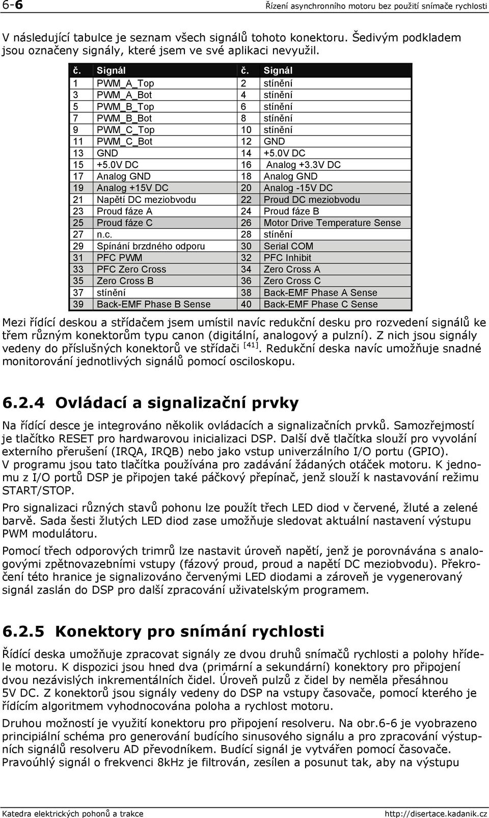 Signál 1 PWM_A_Top 2 stínění 3 PWM_A_Bot 4 stínění 5 PWM_B_Top 6 stínění 7 PWM_B_Bot 8 stínění 9 PWM_C_Top 10 stínění 11 PWM_C_Bot 12 GND 13 GND 14 +5.0V DC 15 +5.0V DC 16 Analog +3.