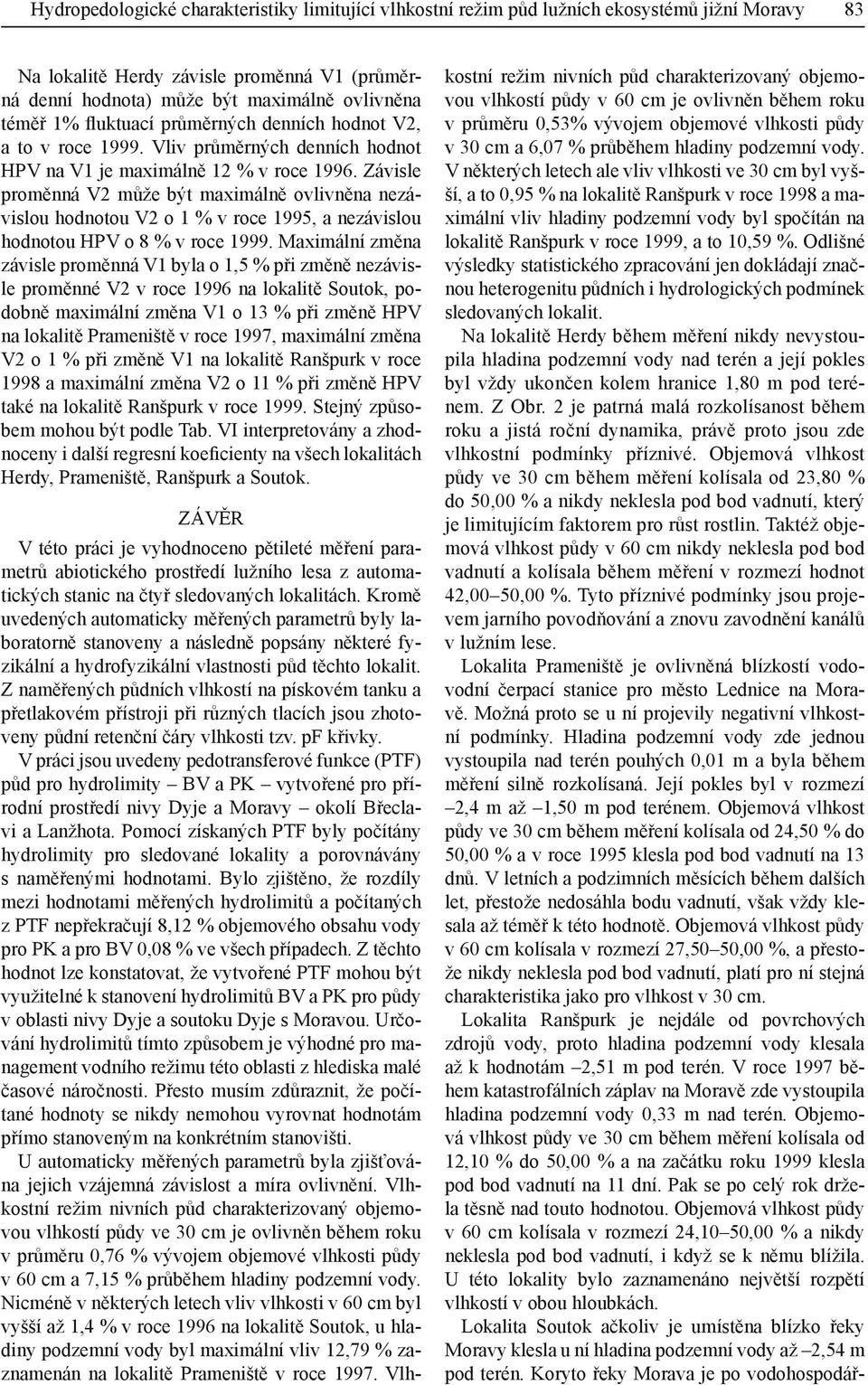 Závisle proměnná může být maximálně ovlivněna nezávislou hodnotou o 1 % v roce 1995, a nezávislou hodnotou HPV o 8 % v roce 1999.