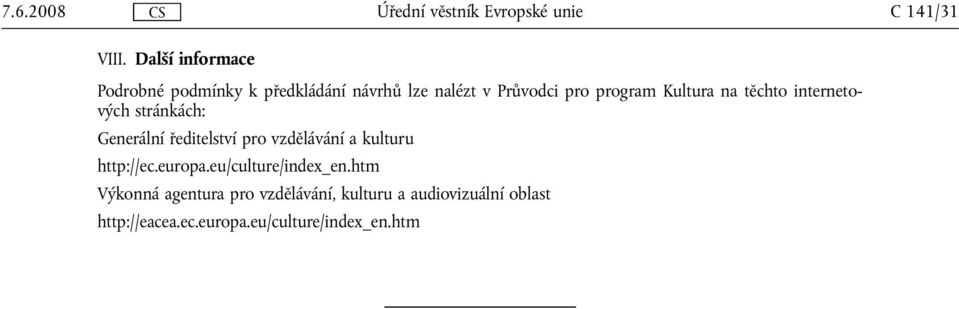 Kultura na těchto internetových stránkách: Generální ředitelství pro vzdělávání a