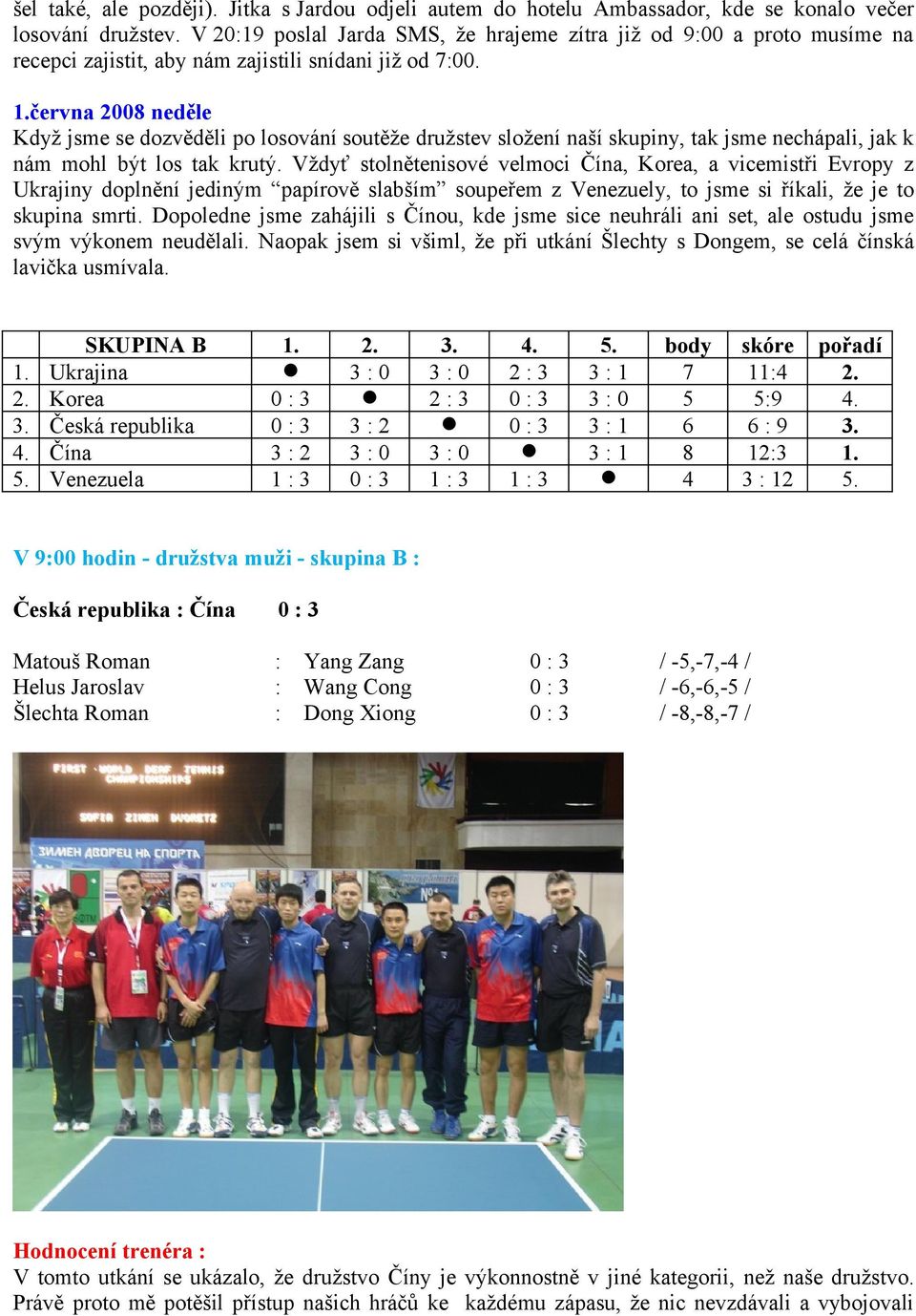 června 2008 neděle Když jsme se dozvěděli po losování soutěže družstev složení naší skupiny, tak jsme nechápali, jak k nám mohl být los tak krutý.