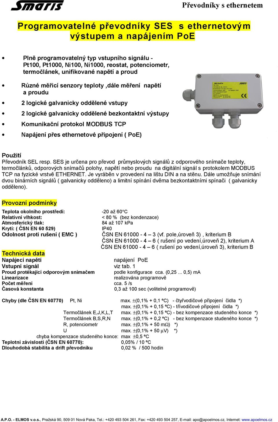 Programovatelné převodníky SES s ethernetovým výstupem a napájením PoE -  PDF Stažení zdarma