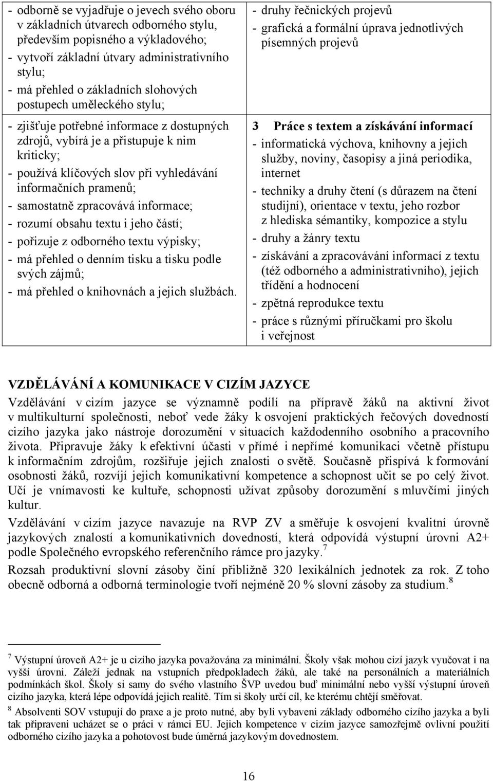 samostatně zpracovává informace; - rozumí obsahu textu i jeho částí; - pořizuje z odborného textu výpisky; - má přehled o denním tisku a tisku podle svých zájmů; - má přehled o knihovnách a jejich