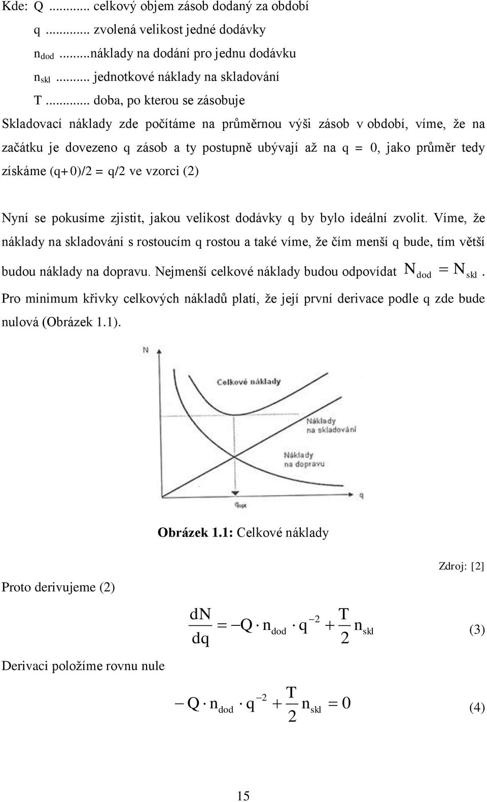 (q+0)/2 = q/2 ve vzorci (2) Nyní se pokusíme zjistit, jakou velikost dodávky q by bylo ideální zvolit.