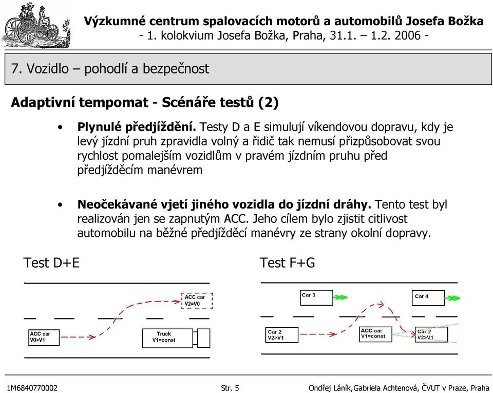 pomalejším vozidlům v pravém jízdním pruhu před předjížděcím manévrem Neočekávané vjetí jiného vozidla do jízdní dráhy.