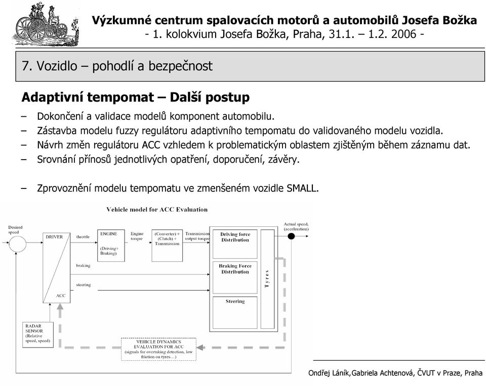 Návrh změn regulátoru ACC vzhledem k problematickým oblastem zjištěným během záznamu dat.