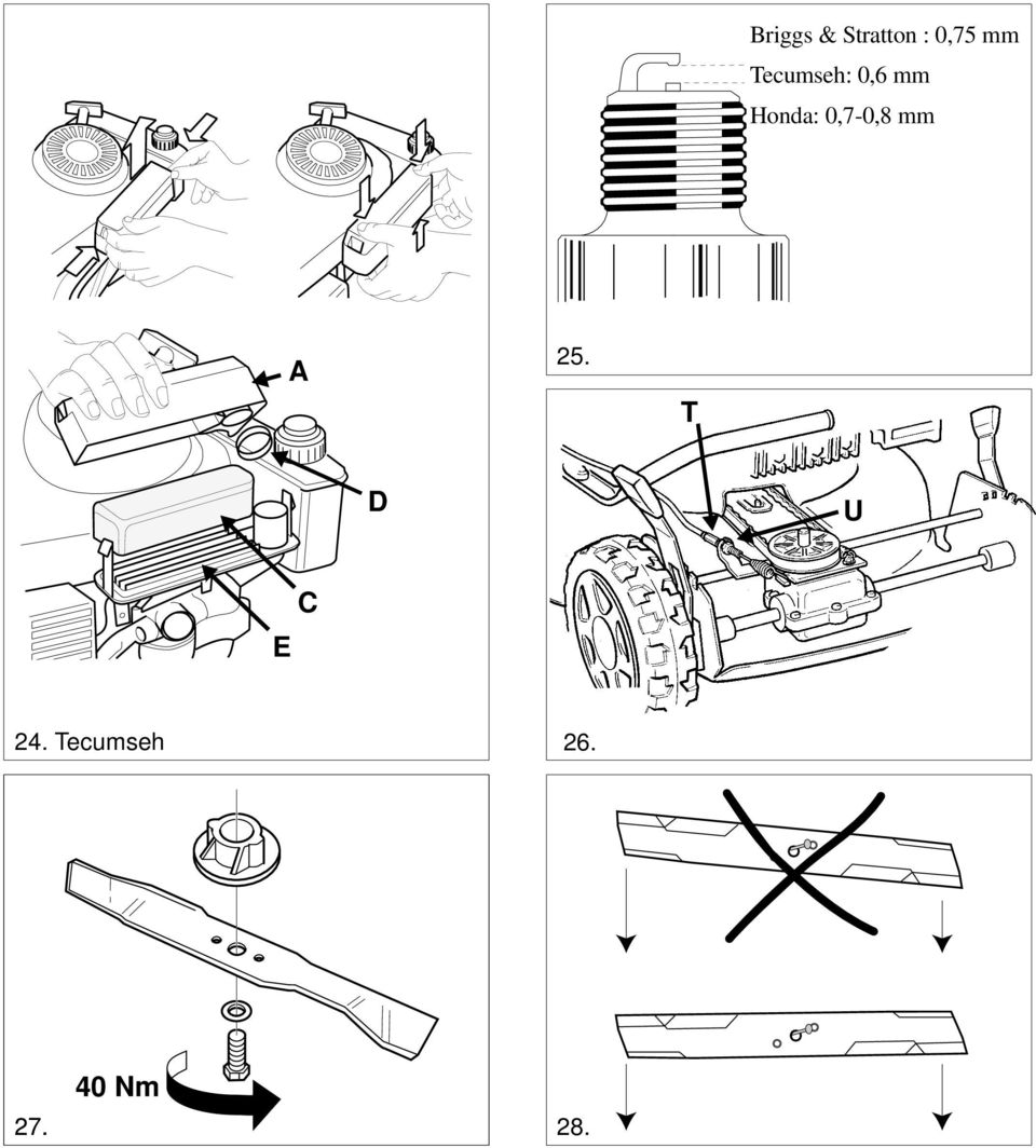 mm Honda: 0,7-0,8 mm A 25.