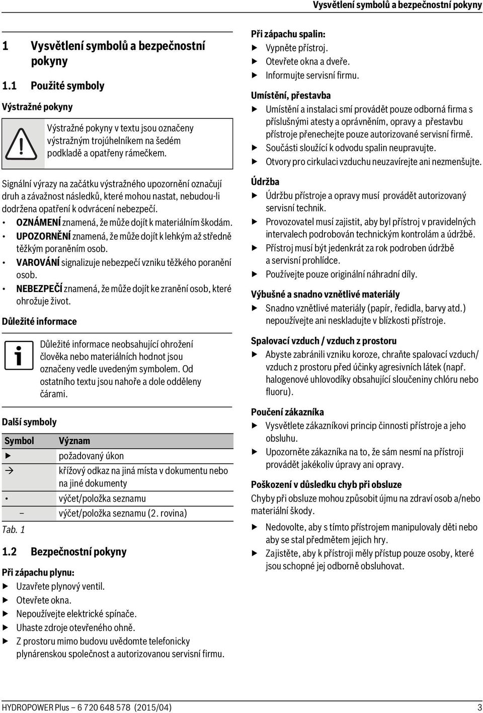 OZNÁMENÍ znamená, že může dojít k materiálním škodám. UPOZORNĚNÍ znamená, že může dojít k lehkým až středně těžkým poraněním osob. VAROVÁNÍ signalizuje nebezpečí vzniku těžkého poranění osob.