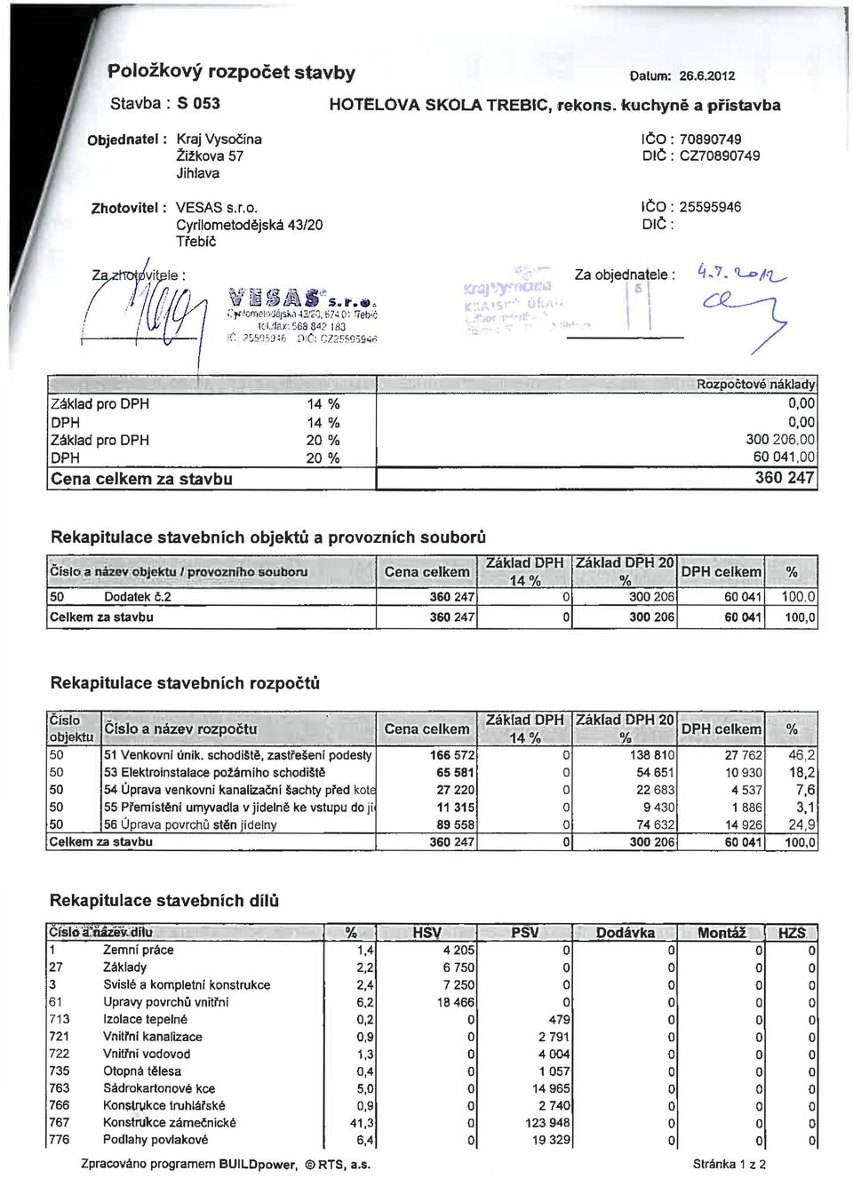 PS5Q5946 Dit: CZ2SM5S>W Kraj vy í** 1 * 48 K^A'S'"' ÚftAI Za objednatele: 1 6 i Základ pro DPH 14 % Rozpočtové náklady 0.00 DPH 14 % 0.