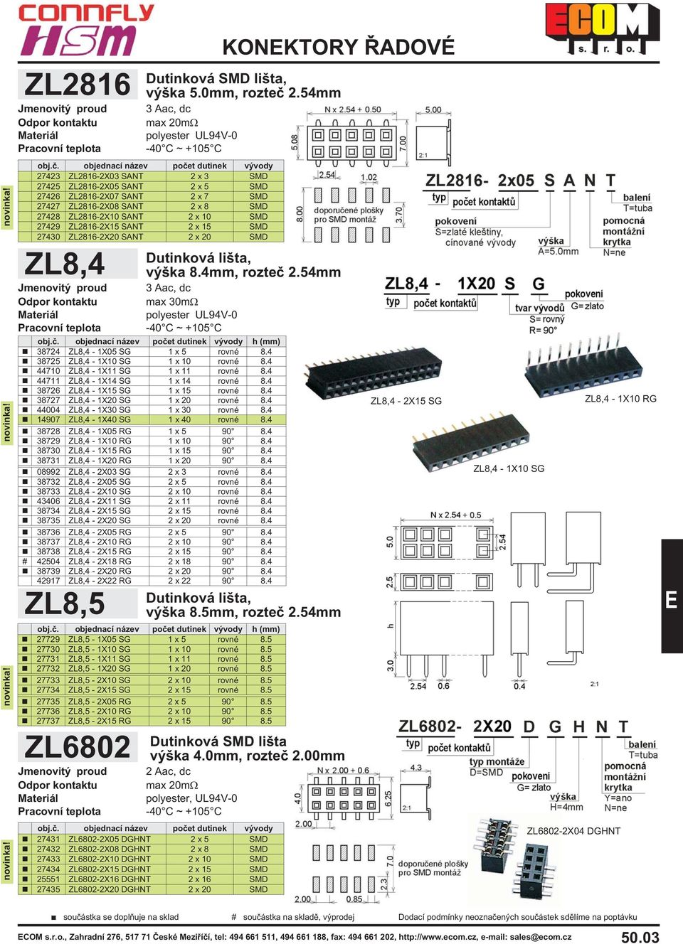 objednací název poèet dutinek vývody 27423 ZL2816-2X03 SANT 2 x 3 SMD 27425 ZL2816-2X05 SANT 2 x 5 SMD 27426 ZL2816-2X07 SANT 2 x 7 SMD 27427 ZL2816-2X08 SANT 2 x 8 SMD 27428 ZL2816-2X10 SANT 2 x 10