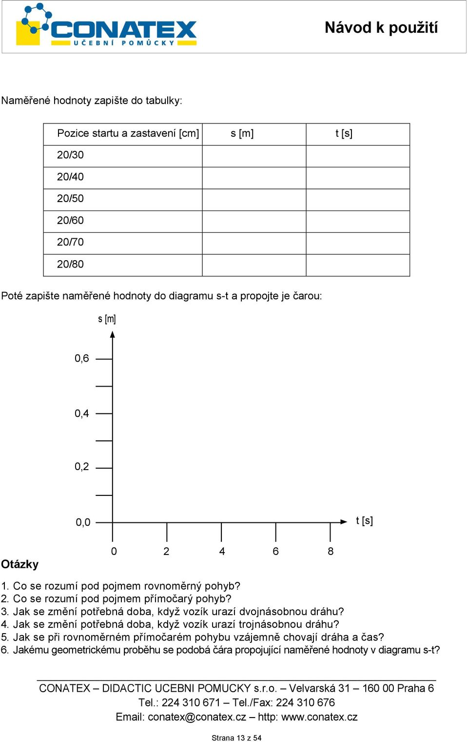 3. Jak se změní potřebná doba, když vozík urazí dvojnásobnou dráhu? 4. Jak se změní potřebná doba, když vozík urazí trojnásobnou dráhu? 5.