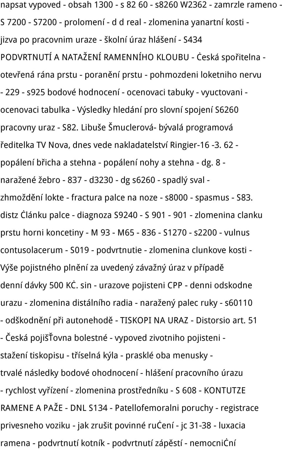 tabulka - Výsledky hledání pro slovní spojení S6260 pracovny uraz - S82. Libuše Šmuclerová- bývalá programová ředitelka TV Nova, dnes vede nakladatelství Ringier-16-3.