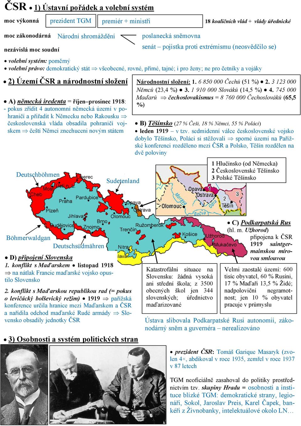 národnostní složení Národnostní složení: 1. 6 850 000 Čechů (51 %) 2. 3 123 000 Němců (23,4 %) 3. 1 910 000 Slováků (14,5 %) 4.