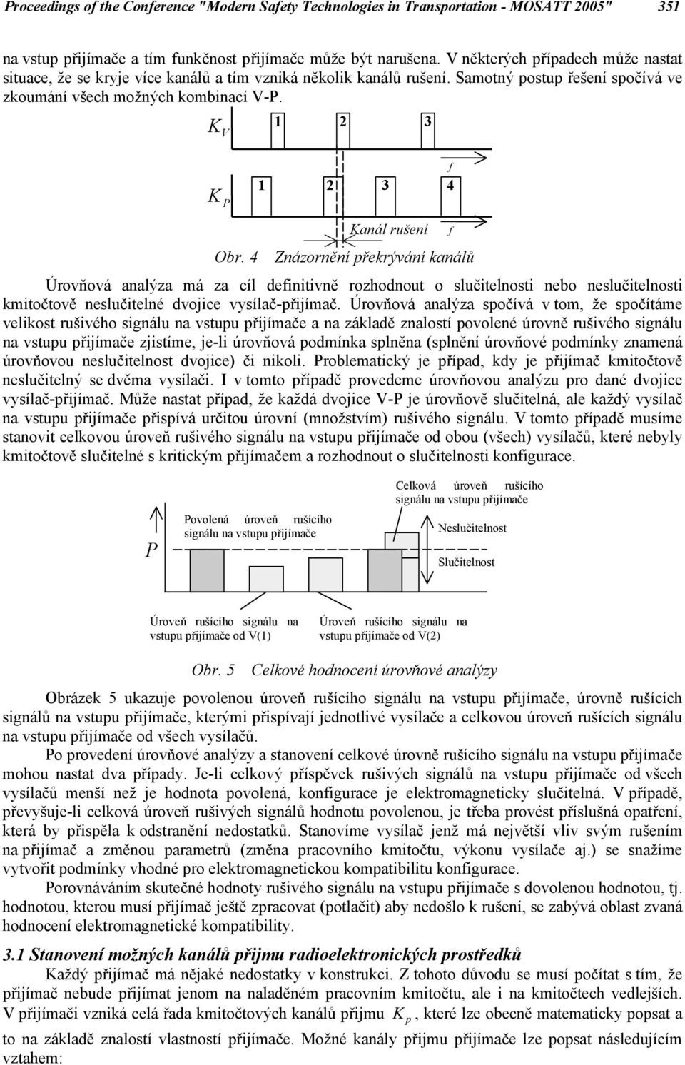 4 1 3 1 3 anál rušení Znázornění řekrývání kanálů Úrovňová analýza má za cíl deinitivně rozhodnout o slučitelnosti nebo neslučitelnosti kmitočtově neslučitelné dvojice vysílač-řijímač.